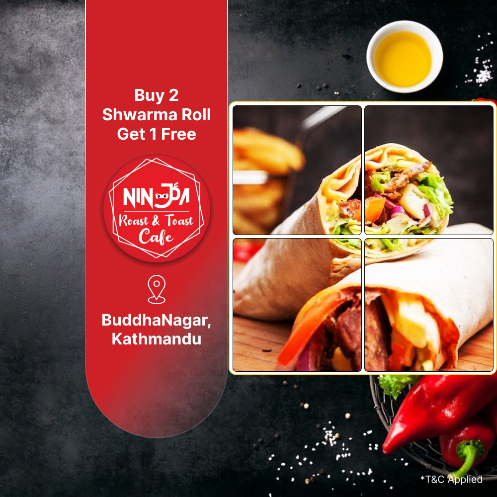 Buy 2 Shwatma Roll and Get 1 free at Ninja Roast and Toast Cafe